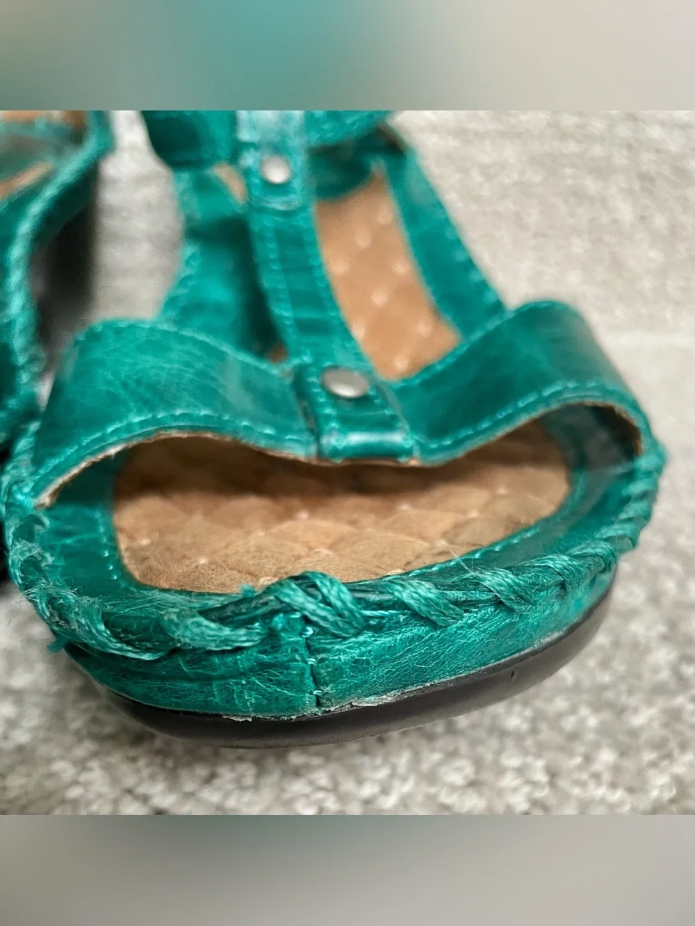 Ariat Shalimar Leather Teal Green Heel Ankle Strap Comfort Sole Buckle Casual